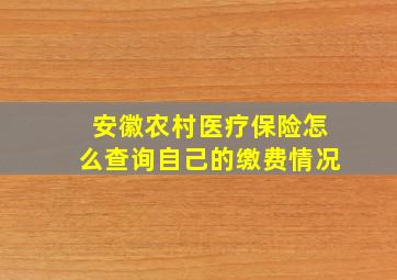 安徽农村医疗保险怎么查询自己的缴费情况