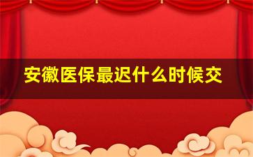 安徽医保最迟什么时候交