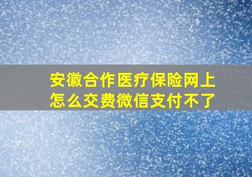 安徽合作医疗保险网上怎么交费微信支付不了