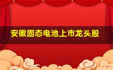 安徽固态电池上市龙头股