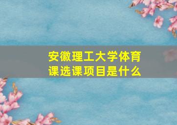 安徽理工大学体育课选课项目是什么