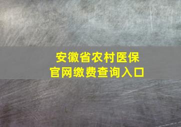 安徽省农村医保官网缴费查询入口