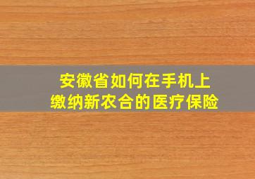 安徽省如何在手机上缴纳新农合的医疗保险