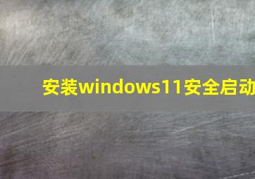 安装windows11安全启动