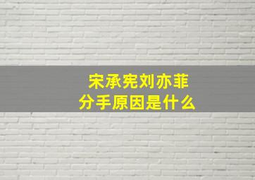 宋承宪刘亦菲分手原因是什么