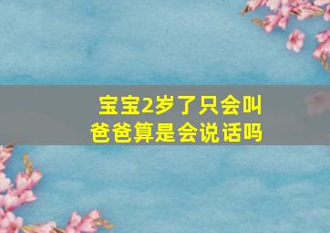 宝宝2岁了只会叫爸爸算是会说话吗