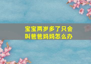 宝宝两岁多了只会叫爸爸妈妈怎么办