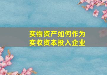 实物资产如何作为实收资本投入企业