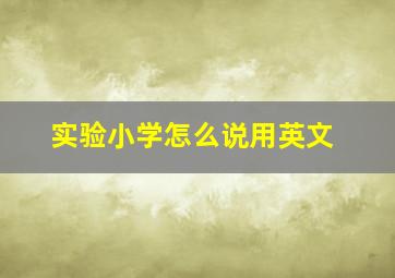 实验小学怎么说用英文