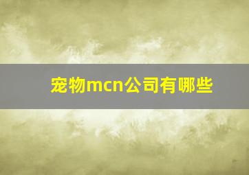 宠物mcn公司有哪些