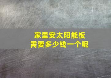 家里安太阳能板需要多少钱一个呢