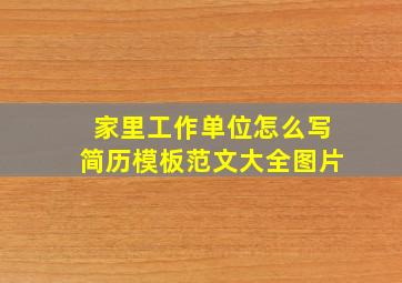 家里工作单位怎么写简历模板范文大全图片