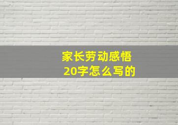 家长劳动感悟20字怎么写的