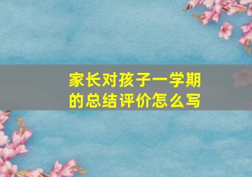 家长对孩子一学期的总结评价怎么写