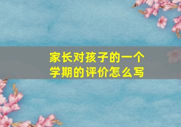 家长对孩子的一个学期的评价怎么写