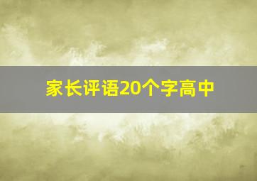 家长评语20个字高中