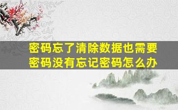 密码忘了清除数据也需要密码没有忘记密码怎么办