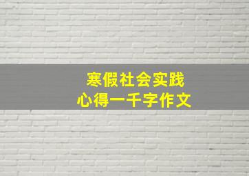 寒假社会实践心得一千字作文