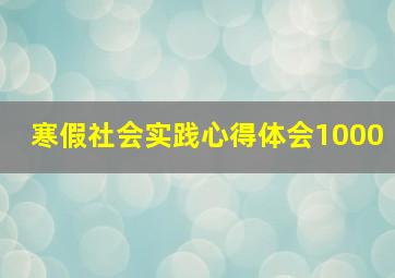 寒假社会实践心得体会1000