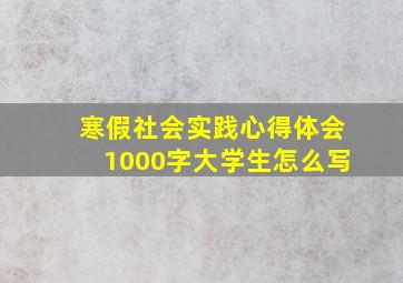 寒假社会实践心得体会1000字大学生怎么写