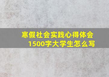 寒假社会实践心得体会1500字大学生怎么写