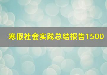 寒假社会实践总结报告1500