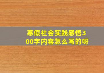 寒假社会实践感悟300字内容怎么写的呀