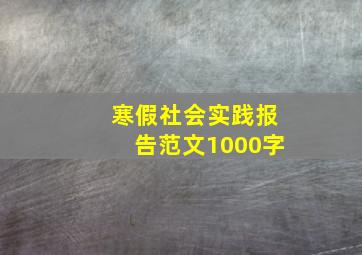 寒假社会实践报告范文1000字