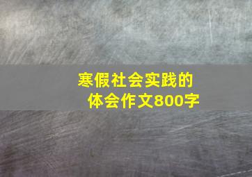 寒假社会实践的体会作文800字