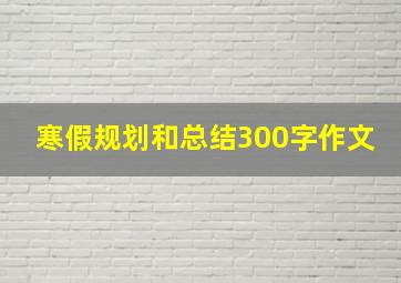 寒假规划和总结300字作文