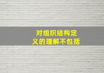 对组织结构定义的理解不包括