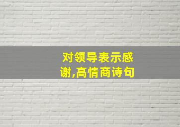 对领导表示感谢,高情商诗句