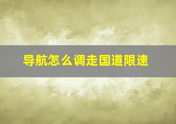 导航怎么调走国道限速