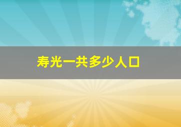 寿光一共多少人口