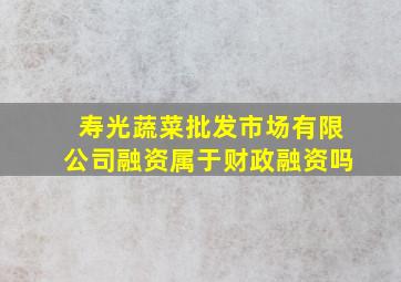 寿光蔬菜批发市场有限公司融资属于财政融资吗