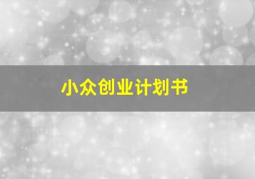 小众创业计划书