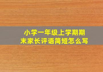 小学一年级上学期期末家长评语简短怎么写