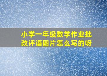 小学一年级数学作业批改评语图片怎么写的呀