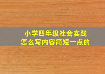 小学四年级社会实践怎么写内容简短一点的