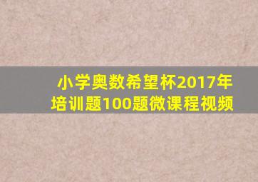 小学奥数希望杯2017年培训题100题微课程视频