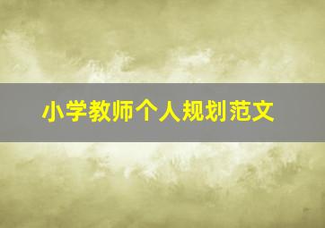 小学教师个人规划范文