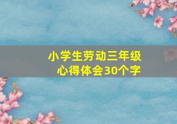 小学生劳动三年级心得体会30个字