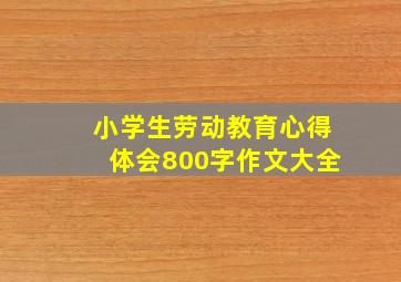 小学生劳动教育心得体会800字作文大全