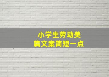 小学生劳动美篇文案简短一点