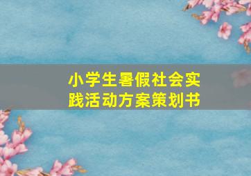 小学生暑假社会实践活动方案策划书