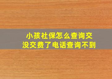 小孩社保怎么查询交没交费了电话查询不到