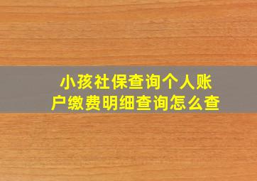 小孩社保查询个人账户缴费明细查询怎么查