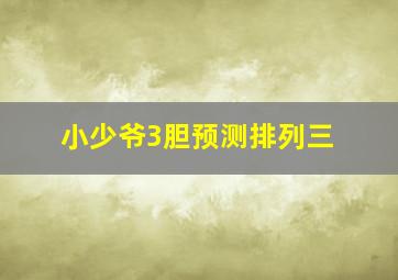 小少爷3胆预测排列三