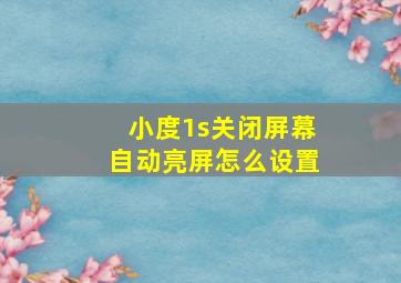 小度1s关闭屏幕自动亮屏怎么设置