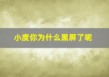 小度你为什么黑屏了呢